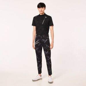 NWT OAKLEY SKULL GOLF Japan Black Splash Print 3D Slim TAPERED Stretch Pants 34